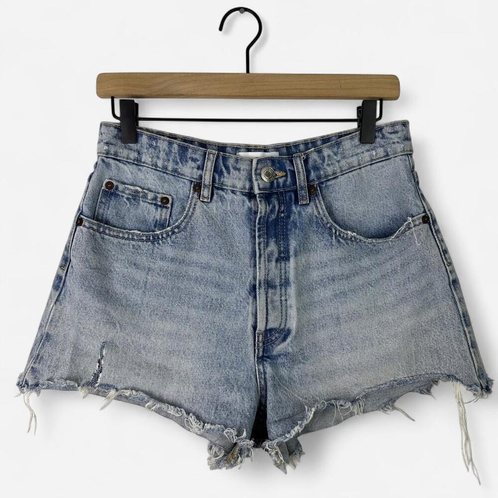 Zara high rise acid wash denim shorts size 6